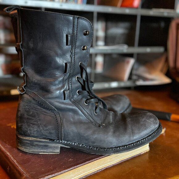 $1298 JOHN VARVATOS Runway Gray Backlace BOOTS sz10 - Picture 2 of 14